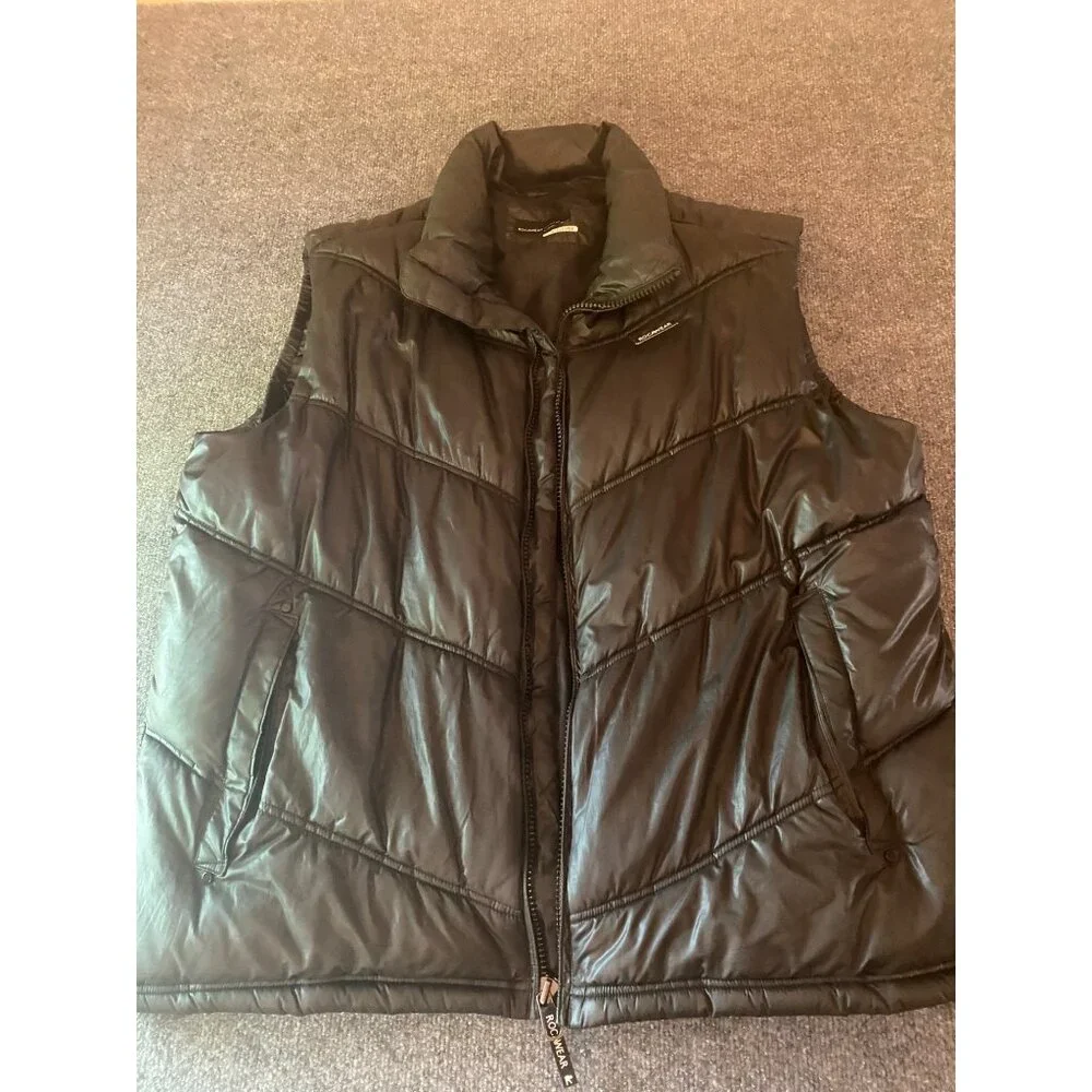 ROCAWEAR‎ Men's 2XL XXL Sleeveless Puffer Vest Black Full-Zip Streetwear Hip Hop